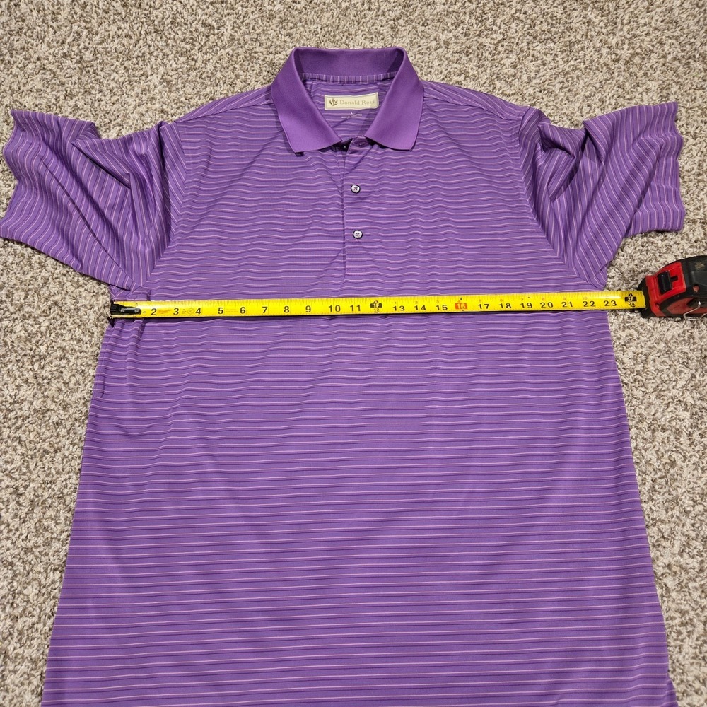 Donald Ross Polo Shirt Mens Large Purple Striped Golf Short Sleeve Logo 1910 - Picture 4 of 8